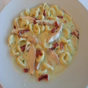 Three Cheese Tortellini with Chicken and Sun Dried Tomato and an Alfredo Sauce